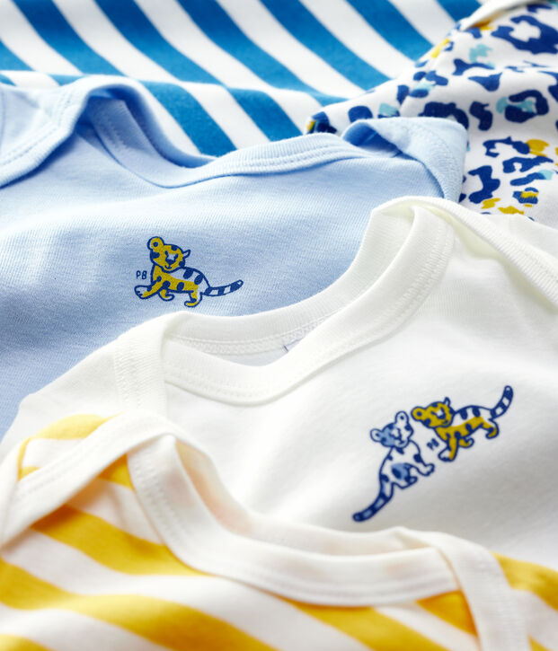 Set van 5 rompers met lange mouwen en panterprint van katoen multicouleur